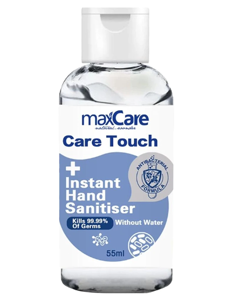 Max care touch hand gel sanitizer (75% Alcohol), 55ml (1 box of 50)
